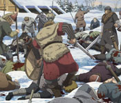 battlefield in village